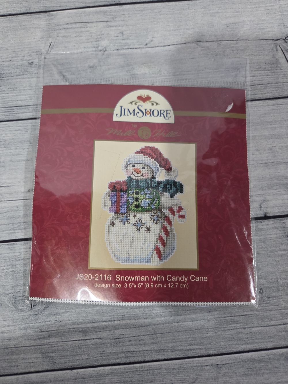 Jim Shore Beaded Cross Stitch Snowman with Candy Cane